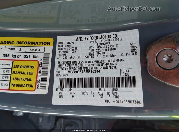 3FMCR9C64RRF36384 2024 FORD BRONCO SPORT Blue Vista del compartimento del motor