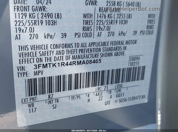 3FMTK1R44RMA08465 2024 FORD MUSTANG MACH-E Gray Շարժիչի բաժամունքի տեսք
