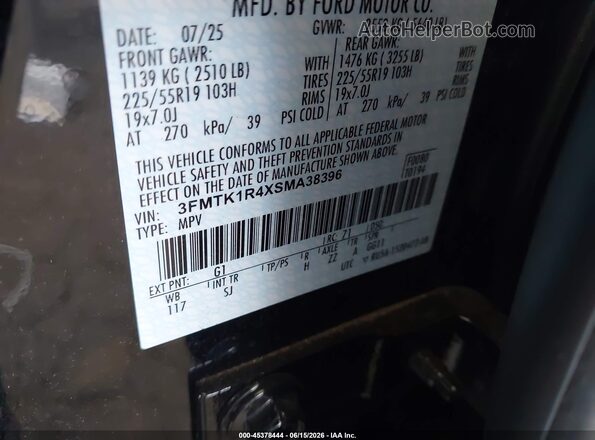 3FMTK1R4XSMA38396 2025 FORD MUSTANG MACH-E Black Vista del compartimento del motor