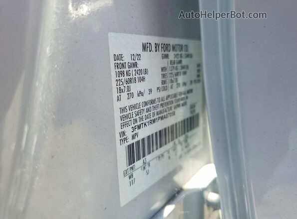 3FMTK1RM1PMA07058 2023 FORD MUSTANG Silver Панорамний вид салону 360°