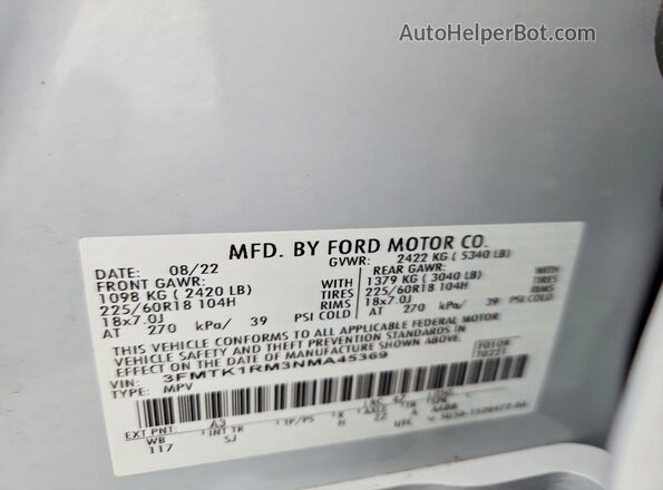 3FMTK1RM3NMA45369 2022 FORD MUSTANG Silver სალონის 360-გრადუსიანი ხედი