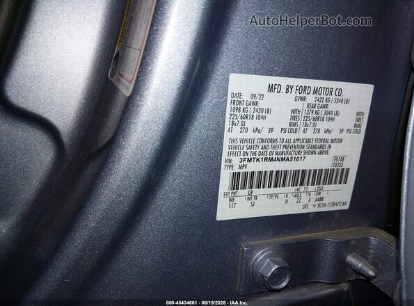 3FMTK1RM4NMA51617 2022 FORD MUSTANG MACH-E Light Blue Вид підкапотного простору