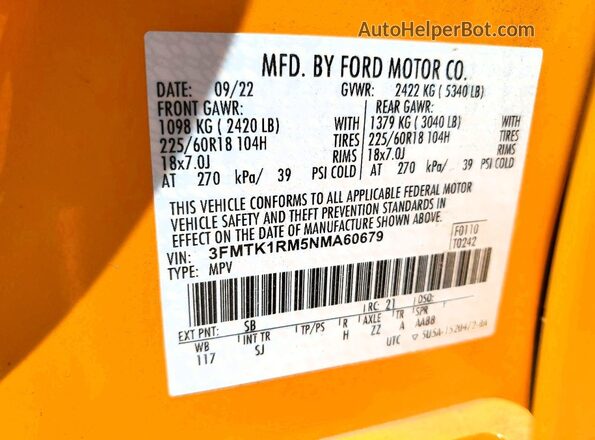 3FMTK1RM5NMA60679 2022 FORD MUSTANG Orange Engine compartment view