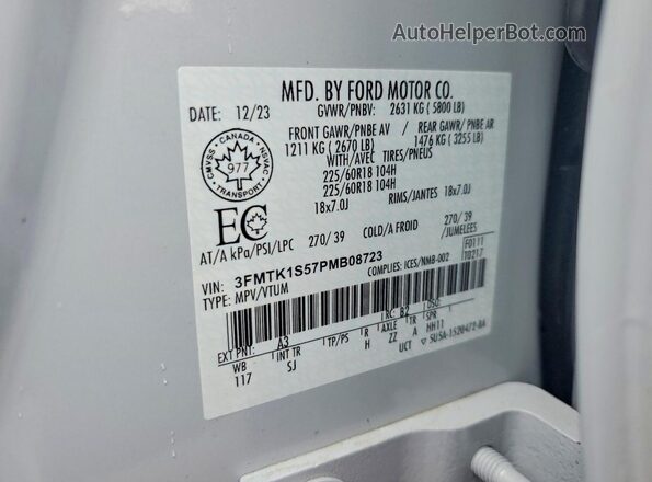3FMTK1S57PMB08723 2023 FORD MUSTANG White 