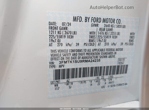 3FMTK1SU9RMA24235 2024 FORD MUSTANG MACH-E White Widok komory silnika