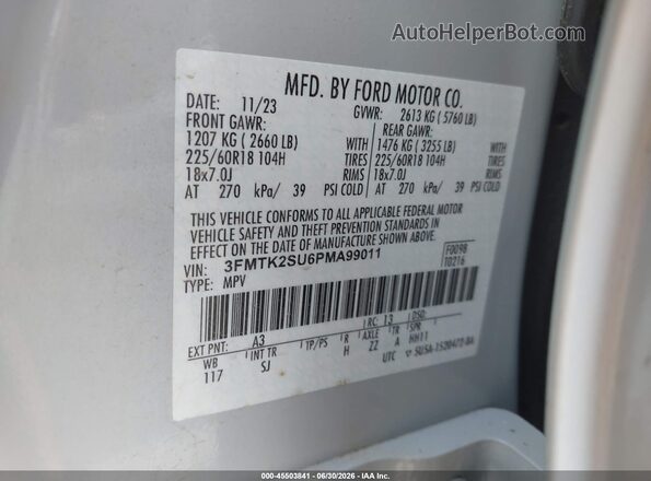 3FMTK2SU6PMA99011 2023 FORD MUSTANG MACH-E Белый Вид подкапотного пространства