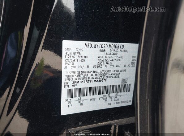 3FMTK3R72SMA39578 2025 FORD MUSTANG MACH-E Black Շարժիչի բաժամունքի տեսք