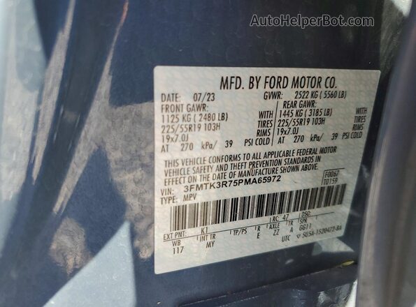 3FMTK3R75PMA65972 2023 FORD MUSTANG Blue Вид підкапотного простору