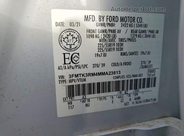 3FMTK3RM4MMA23813 2021 FORD MUSTANG Gray 