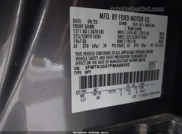 3FMTK3S57PMA88355 2023 FORD MUSTANG MACH-E Gray Շարժիչի բաժամունքի տեսք