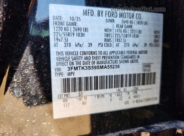 3FMTK3S59SMA55236 2025 FORD MUSTANG Black VIN sticker view