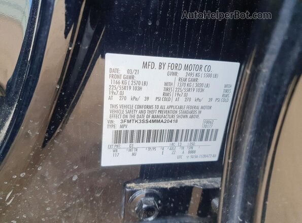 3FMTK3SS4MMA20418 2021 FORD MUSTANG Black Вид підкапотного простору