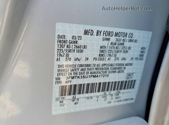 3FMTK3SU1PMA17210 2023 FORD MUSTANG White 