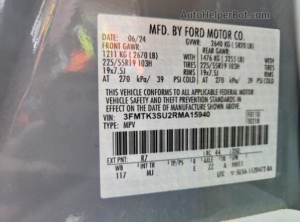 3FMTK3SU2RMA15940 2024 FORD MUSTANG Silver 