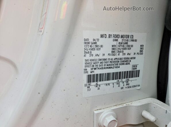 3FMTK4SX0NMA21634 2022 FORD MUSTANG Белый Вид подкапотного пространства