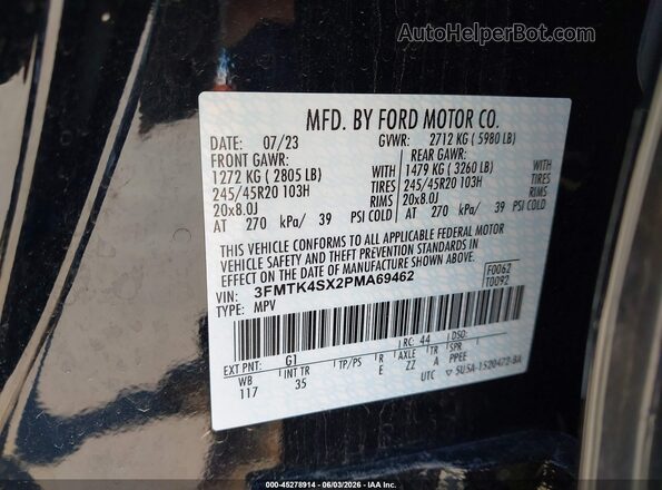 3FMTK4SX2PMA69462 2023 FORD MUSTANG MACH-E Black Engine compartment view