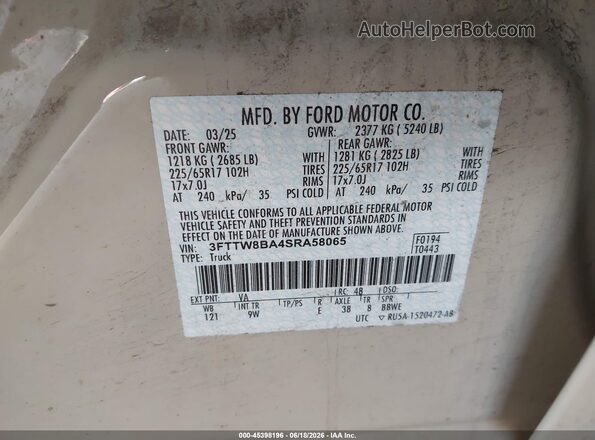 3FTTW8BA4SRA58065 2025 FORD MAVERICK Gray Engine compartment view