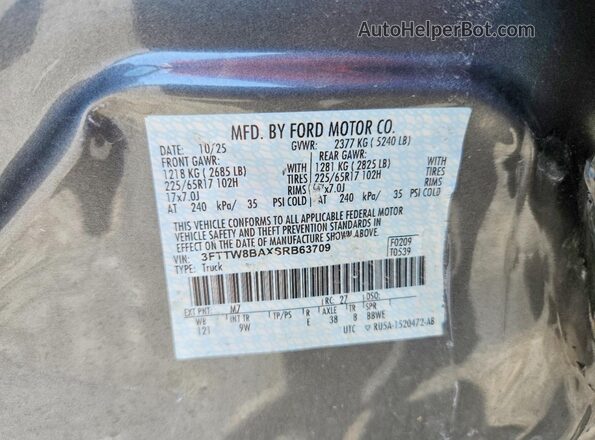 3FTTW8BAXSRB63709 2025 FORD MAVERICK Gray Вид підкапотного простору