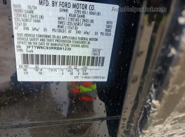 3FTTW8C93RRB81239 2024 FORD MAVERICK Black Շարժիչի բաժամունքի տեսք