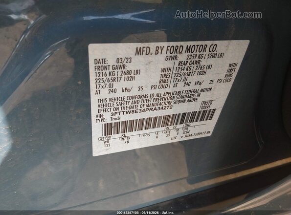 3FTTW8E34PRA34272 2023 FORD MAVERICK Light Blue Engine compartment view