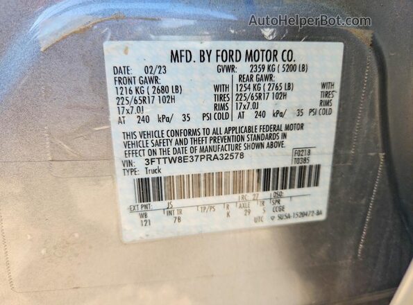 3FTTW8E37PRA32578 2023 FORD MAVERICK Silver Vista del compartimento del motor