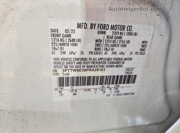 3FTTW8E38PRA28183 2023 FORD MAVERICK White ძრავის განყოფილების ხედი