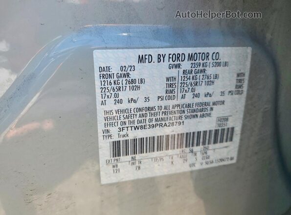 3FTTW8E39PRA28791 2023 FORD MAVERICK Серый Вид подкапотного пространства