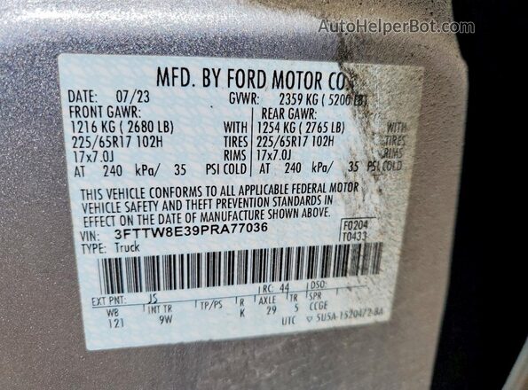 3FTTW8E39PRA77036 2023 FORD MAVERICK Silver Widok komory silnika