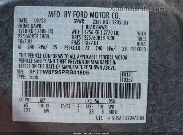 3FTTW8F95PRB01805 2023 FORD MAVERICK Gray Engine compartment view
