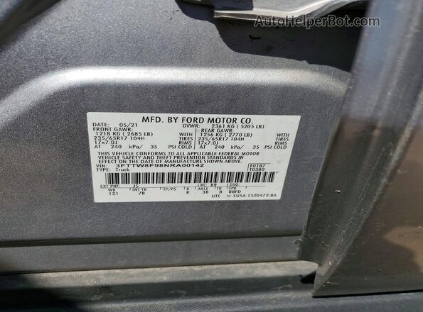 3FTTW8F98NRA00142 2022 FORD MAVERICK Серебряный Вид подкапотного пространства
