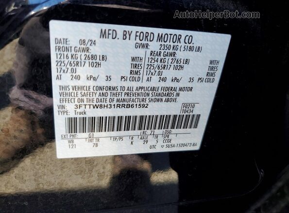 3FTTW8H31RRB61592 2024 FORD MAVERICK Black Շարժիչի բաժամունքի տեսք