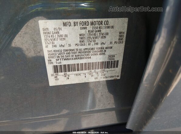 3FTTW8H33RRB03094 2024 FORD MAVERICK Blue ძრავის განყოფილების ხედი