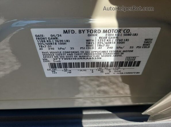 3FTTW8H93RRA85359 2024 FORD MAVERICK Кремовый 