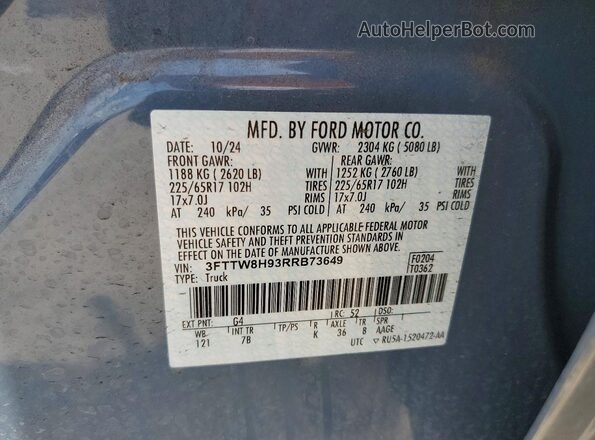3FTTW8H93RRB73649 2024 FORD MAVERICK Blue Widok naklejki z numerem VIN