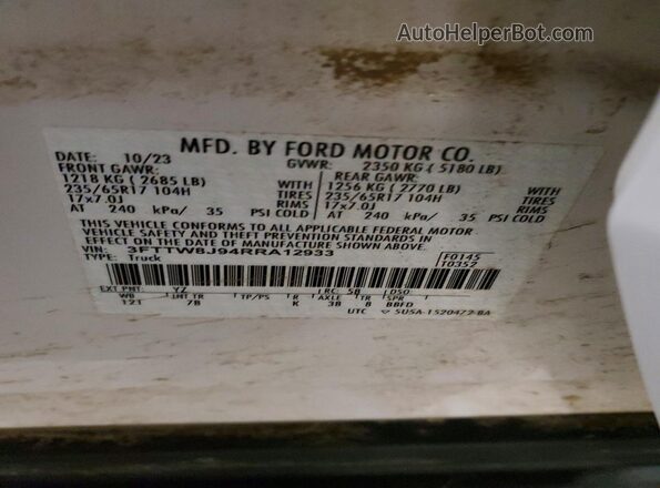 3FTTW8J94RRA12933 2024 FORD MAVERICK White ძრავის განყოფილების ხედი