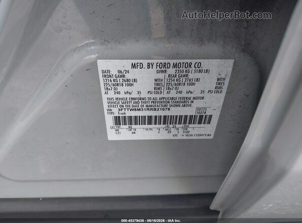 3FTTW8M31RRB21678 2024 FORD MAVERICK Gray Vista del compartimento del motor