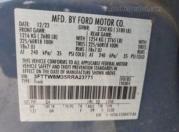 3FTTW8M35RRA23771 2024 FORD MAVERICK Синий 