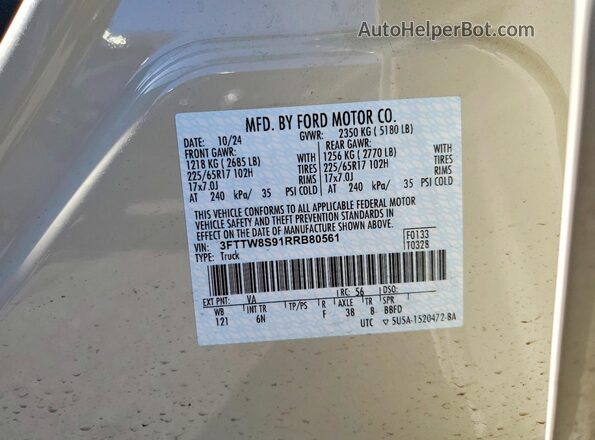 3FTTW8S91RRB80561 2024 FORD MAVERICK Tan Vista del compartimento del motor