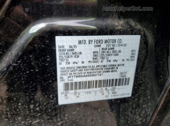 3FTTW8SA8SRB07767 2025 FORD MAVERICK Black 360 interior view