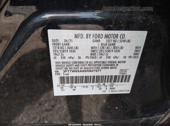 3FTTW8SA8SRB07977 2025 FORD MAVERICK Black Engine compartment view
