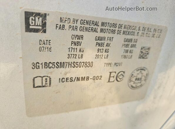 3G1BC5SM7HS507830 2017 CHEVROLET CRUZE Blue 