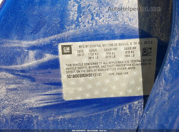 3G1BD6SM3HS613145 2017 CHEVROLET CRUZE Blue Engine compartment view