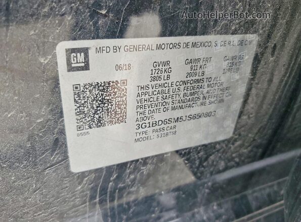 3G1BD6SM5JS650803 2018 CHEVROLET CRUZE Черный Вид подкапотного пространства