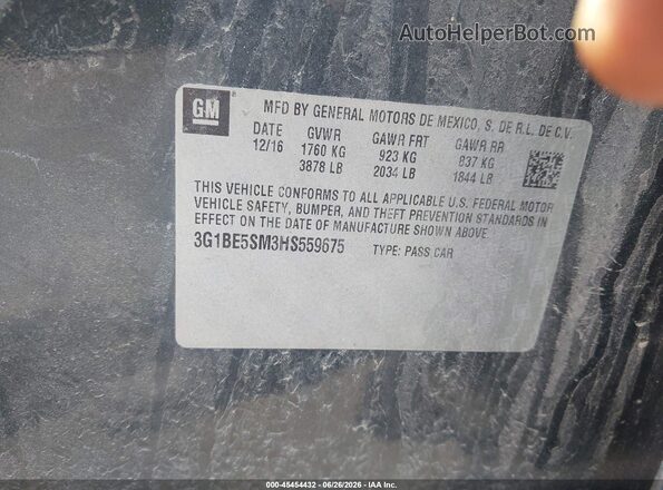3G1BE5SM3HS559675 2017 CHEVROLET CRUZE Gray Vista del compartimento del motor