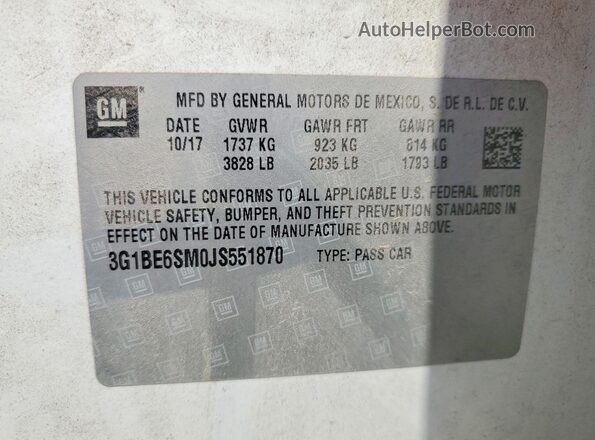 3G1BE6SM0JS551870 2018 CHEVROLET CRUZE White Engine compartment view