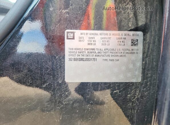 3G1BE6SM2JS531751 2018 CHEVROLET CRUZE Черный Вид подкапотного пространства