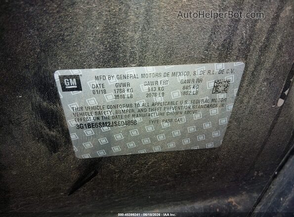 3G1BE6SM2JS604858 2018 CHEVROLET CRUZE Black Widok komory silnika
