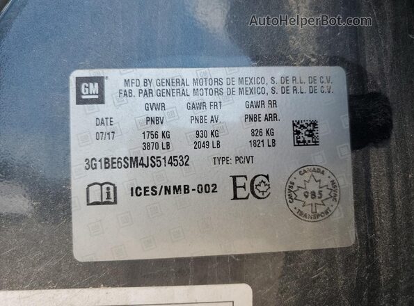 3G1BE6SM4JS514532 2018 CHEVROLET CRUZE Gray ძრავის განყოფილების ხედი