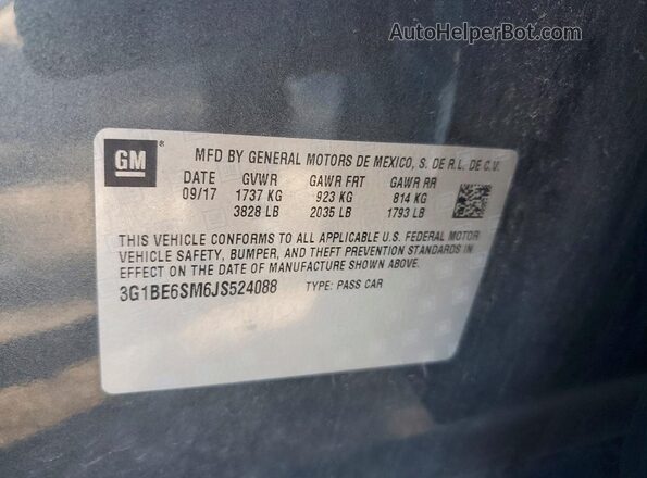3G1BE6SM6JS524088 2018 CHEVROLET CRUZE Charcoal Widok naklejki z numerem VIN