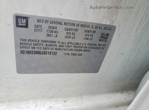 3G1BE6SM8JS518132 2018 CHEVROLET CRUZE White Շարժիչի բաժամունքի տեսք